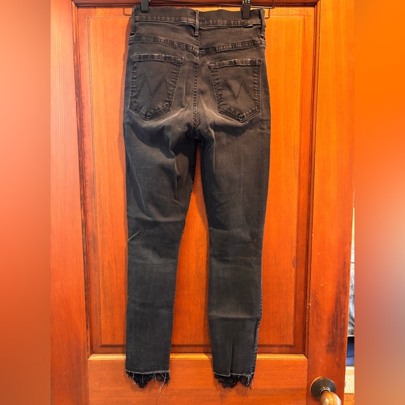 MOTHER High Rise Black Distressed Jeans - Picture 4 of 6